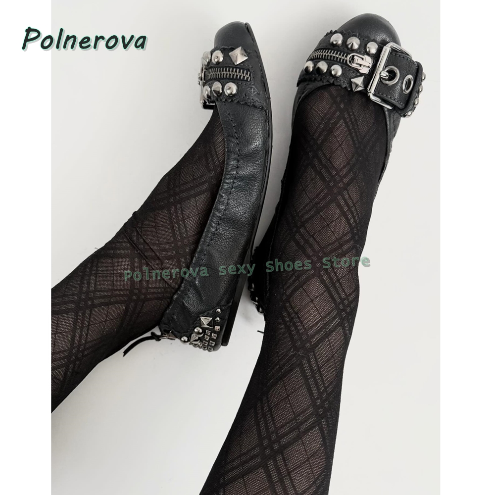 Women'S Shoes - Sepatu Mary Jane dengan Gesper Rivet,