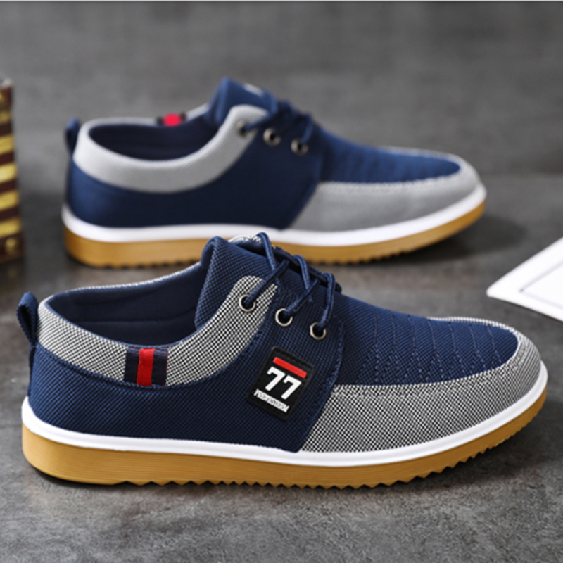Sepatu Pria Terbaru yang Modis - Knit Fabric Lace Up Sneakers ulasan dan harga