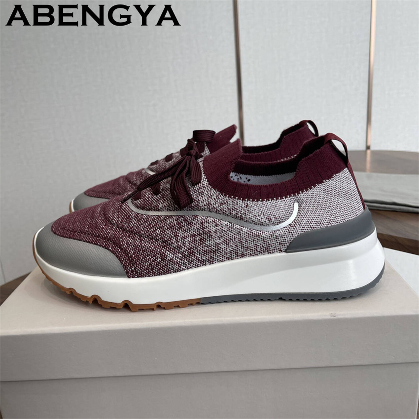 Sepatu Pantofel Rajutan Multiw - Knit Fabric Lace Up Sneakers ulasan dan harga