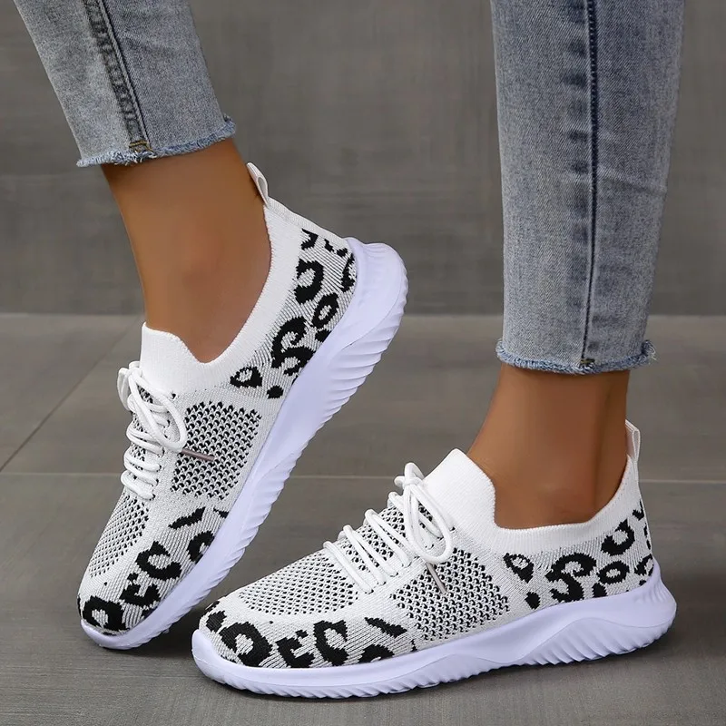 Sepatu Kasual Wanita Terbaru u - Knit Fabric Lace Up Sneakers ulasan dan harga